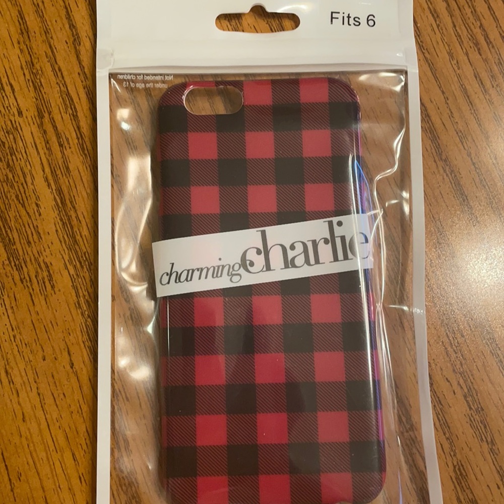 🌟Charming Charlie Red Plaid iPhone 6 phone case NWT